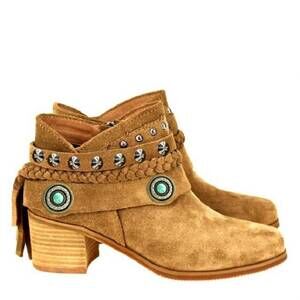 NEW MONTANA WEST women's trinity ranch western leather suede booties in brown